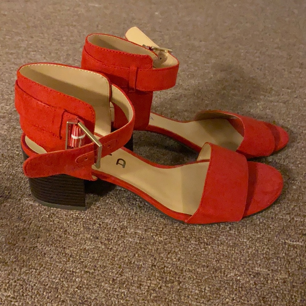 Red sandal heels